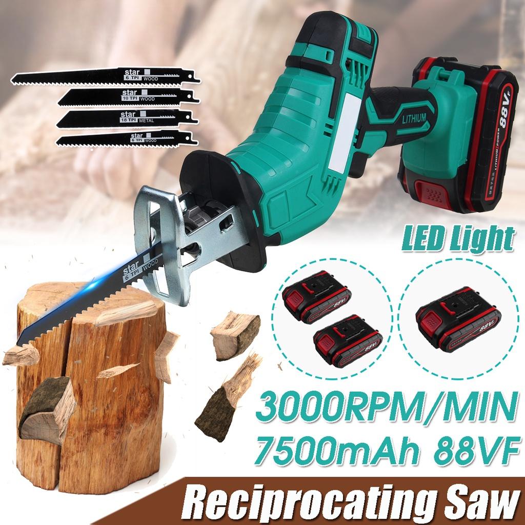 Green Cordless Electric Reciprocating Saw Variable Speed Metal Wood Cutting Power Tool Electric Saw