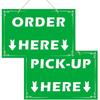 Order Here and Pick Up Here Signs,2 Pack Double-Sided Order Here Signs Pick Up Hers Sign with 4 Twines Perfect for Restaurants, Cafes, and Bars