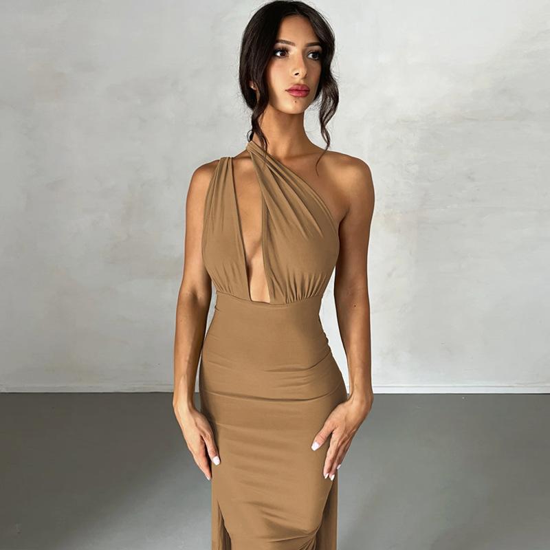 Sommermote Dame Sexy Deep V Åpen rygg Delt kjole Trend