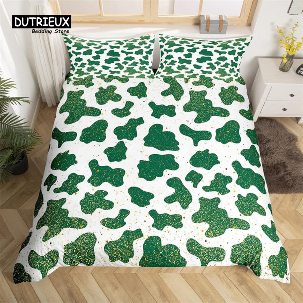Cowhide Duvet Cover Milk Cow Print Bedding Set Microfiber Western  Farm Animal Skin Quilt Cover Full For Boys Girls Kawaii Room