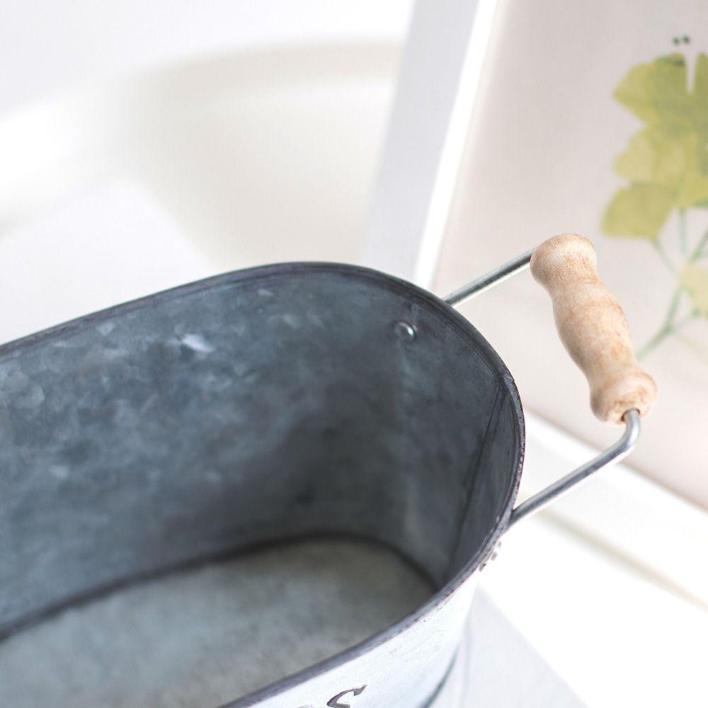European Style Iron Oval Flowerpot Rustic Wooden Flower Bucket Retro Flower Vase  Balcony