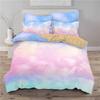 Regenbogen Bettwäsche-Set 3D-Druck Wolken Himmel Rosa Blau Queen Size Mikrofaser Bettwäsche Goldener Stern Bettbezug Schlafzimmer Dekoration