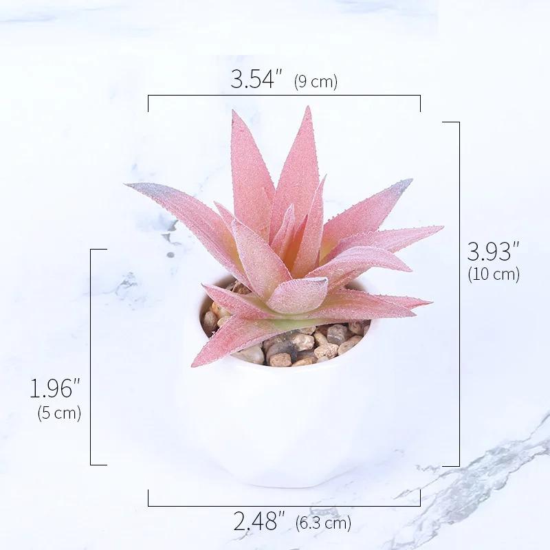 Pink Flocking Artificial Succulents Plants With Pot For Home Garden Decoration Fake Bonsai Flower Planta Artificial Accessories