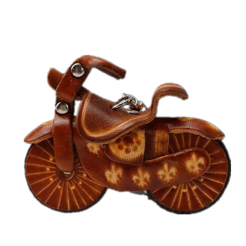 First Layer Cowhide Creative Motorcycle Keychain Bag Pendant Mini Motorcycle Motorcycle Pendant Accessories Birthday Gift