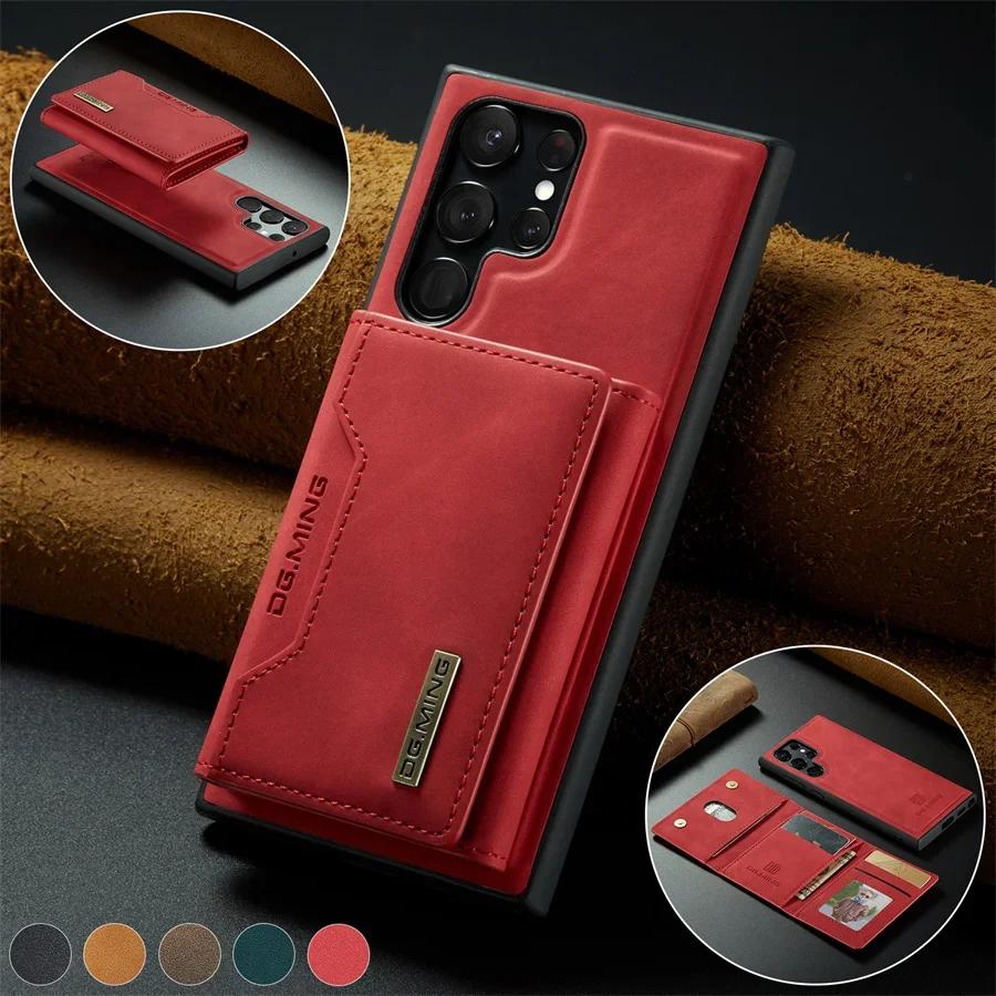 Luxury Magnetic Leather Wallet Case for Samsung Galaxy S25 Ultra S24 S23 S20 S21 S22 Plus Note 20 Kickstand Card Holder Cover