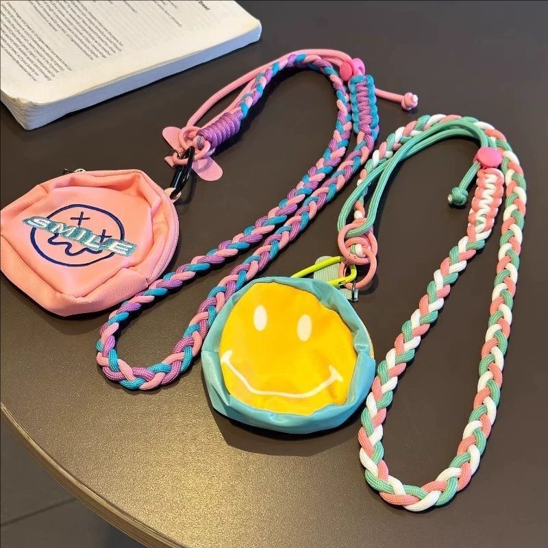 Dopamine color scheme mobile phone case lanyard adjustable messenger portable pendant storage bag multi-functional anti-lost lanyard female