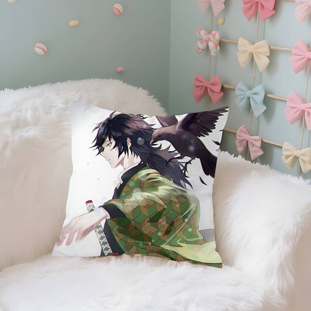 TTomiokas Giyuus Case Plush Fabric Soft Pillowcase Double Sided Print Cushion Cover Household Gifts