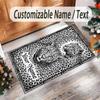Leopard Theme Crystal Velvet Floor Rug Personalized Custom Name Text Warm Carpet Home Decoration