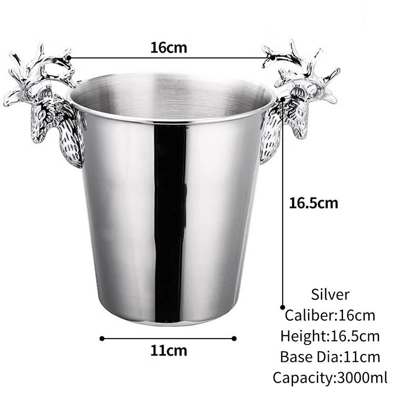 Creative Deer Head Ice Bucket European Style Retro Champagne Buckets Stainless Steel Ice Bucket Bar Restaurant Accessories