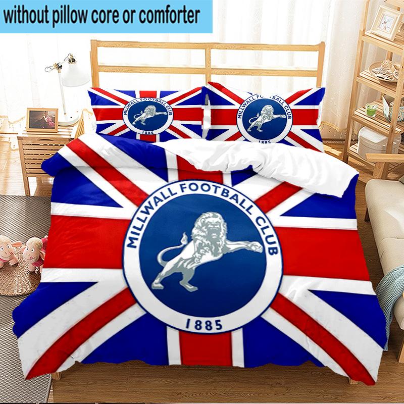 Millwall Fc Crest Design 3PCS Print Bedding Set, Includes A Duvet Cover and Two Pillowcases for Bedroom, Dormitory, Suitable for All Seasons