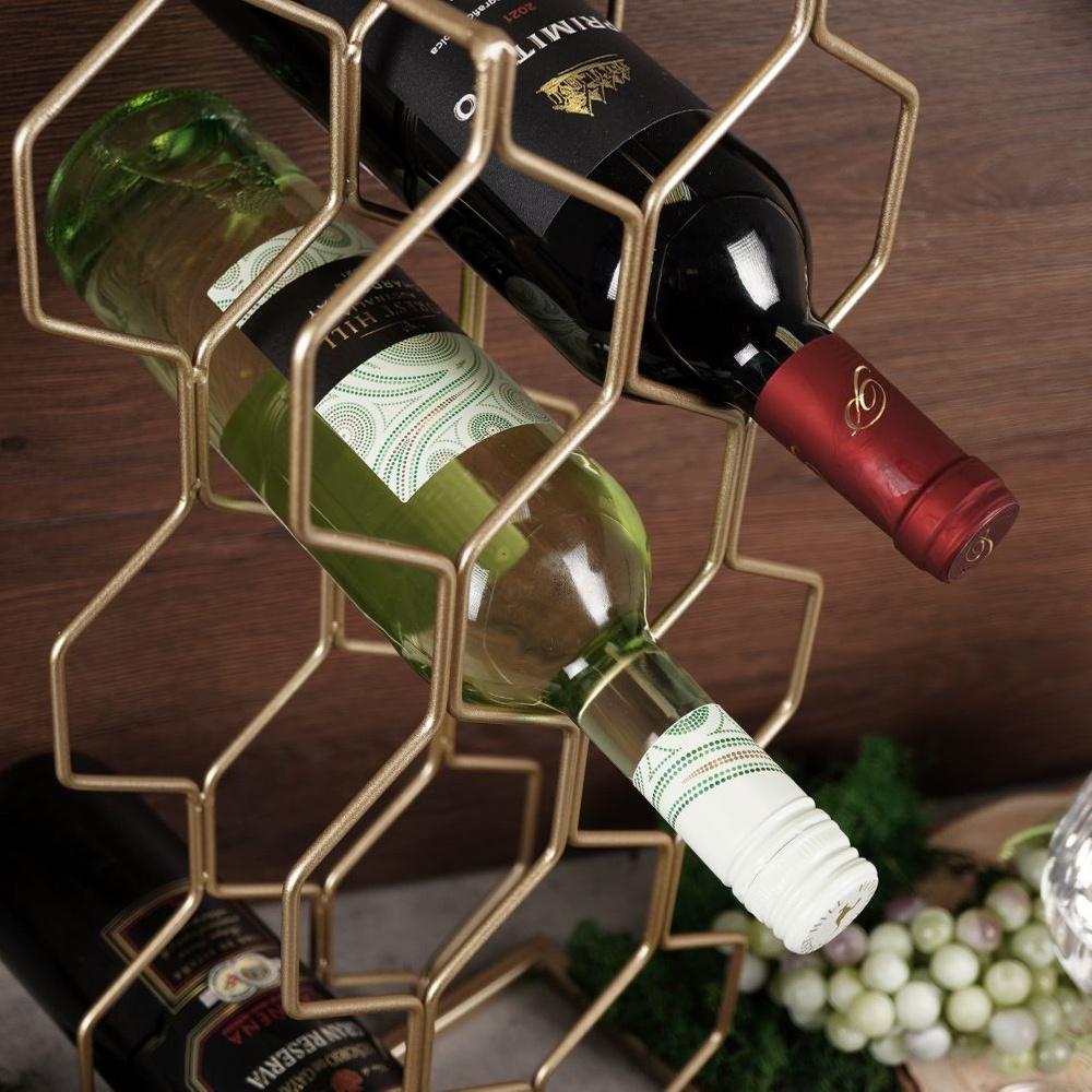 Gold Metal Wine Rack For 8 Bottles, 23X48 Cm