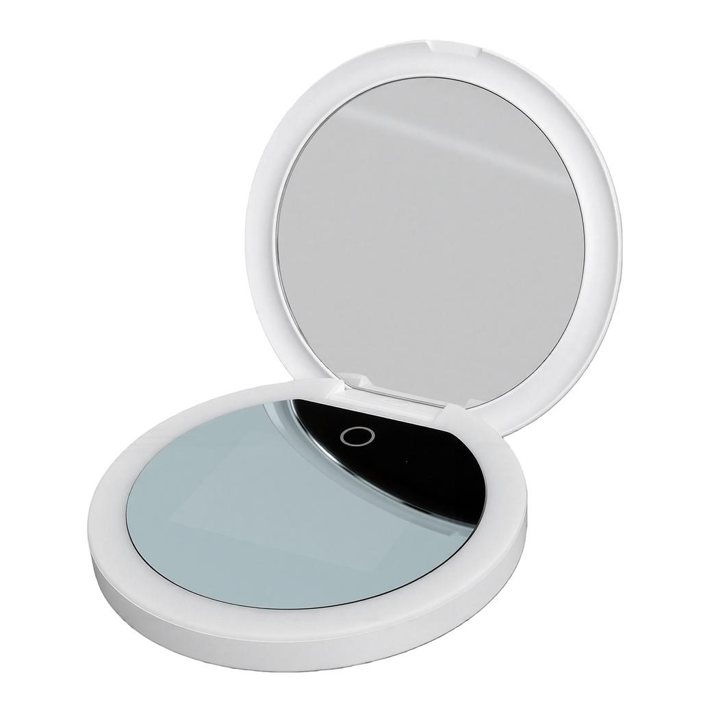 Sunscreen Test Camera Mirror 2X Magnifying Sunscreen Camera Portable Makeup Mirror with LED Light for Travel Skin