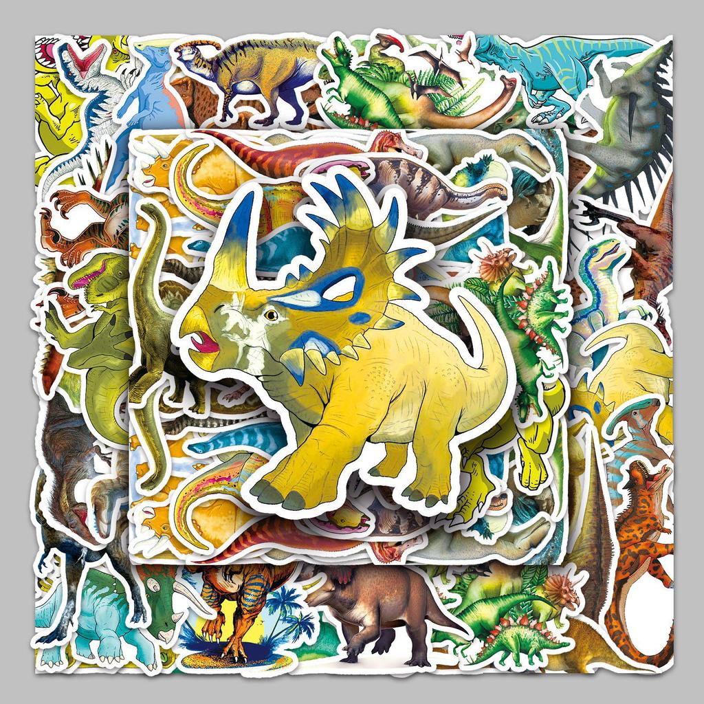 Dinosaur Waterproof Stickers: 50-Pack for Luggage, Scooters, Tablets, and Water Bottles