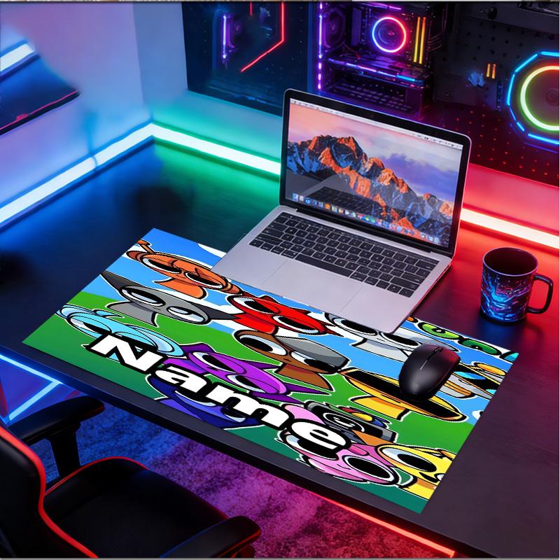 Custom Name Personalized Sprunki Game Pattern Mousepad, Laptop PC Desk Mat, Decorative Desk Mat for Home Keyboard Pad Gift