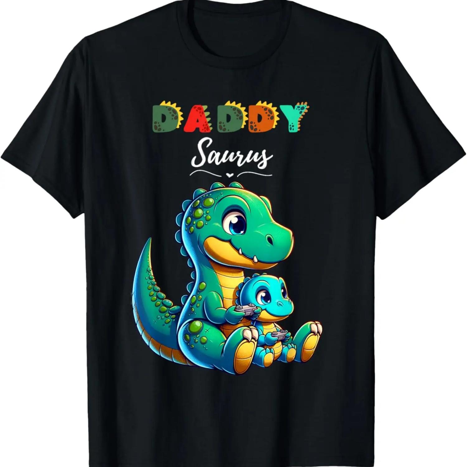 Папазавр Тираннозавр Динозавр Мужская футболка для всей семьи S