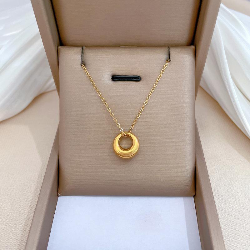 Glatter Ring Kalter Wind Persönlichkeit Minimalistisch Windofen Echte Goldkette Damen Schlüsselbeinkette