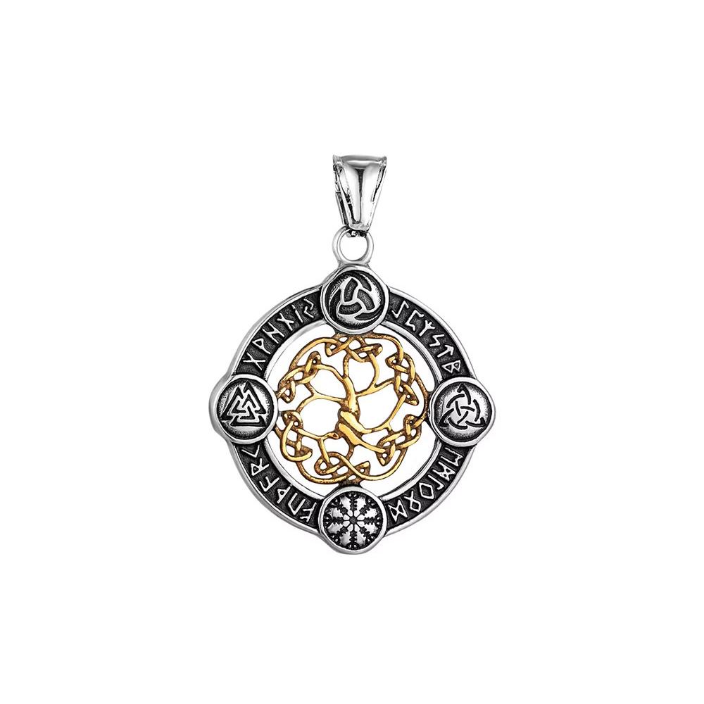Vintage Viking Tree of Life Necklace 316L Stainless Steel Nordic Odin Amulet Pendant For Men Women Fashion Jewelry