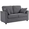 2 Seater Sofa, Corduroy Small Couch with Spring Cushion, Wide and Deep Seat, Dark Grey