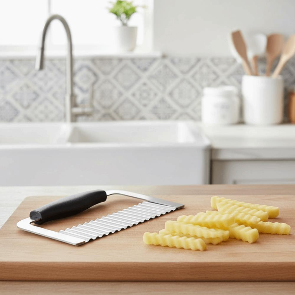 Non-slip Handle Wavy French Fries Cutter Stainless Steel Potato Chopper Crinkle Cutter  Vegetable