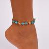 New Turquoise Starfish Bead Anklet For Women Fashion Bohemian Gold Color Anklet Set Female Summer Beach Foot Jewelry Accessories