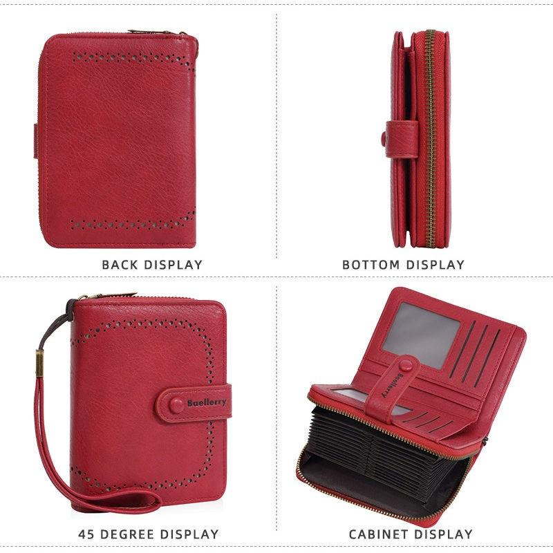 Baellerry RFID Anti Theft Protection Zipper Card Holder for Women Ladies Fashion Money Packs PU Leather Purse Wallets