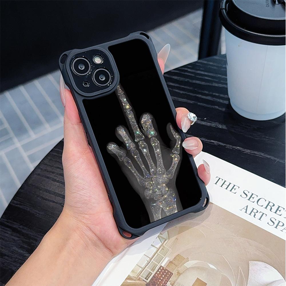 Ae80 Gesture Greeting Design Art Soft Phone Cases for iPhone 16 15 14 13 12 11 Pro Max 8 Plus XR with Wrist Strap Lanyard Corner Protection Back Cover