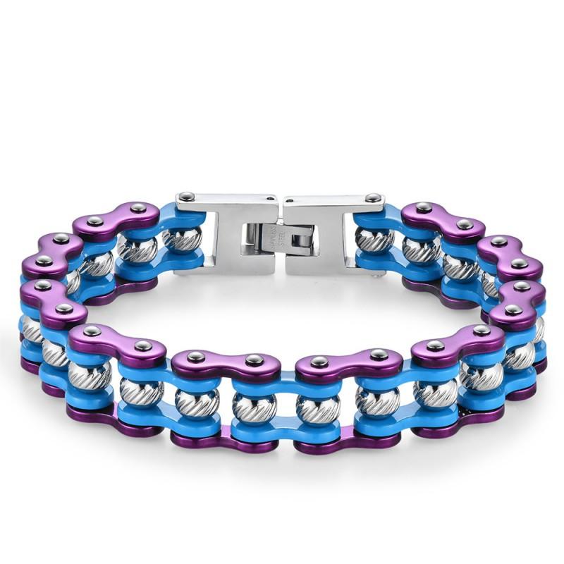 Nerezová cyklistická řetízková náramek pro muže Hip Hop Punkový styl Motorkářský doplněk Geometrický design