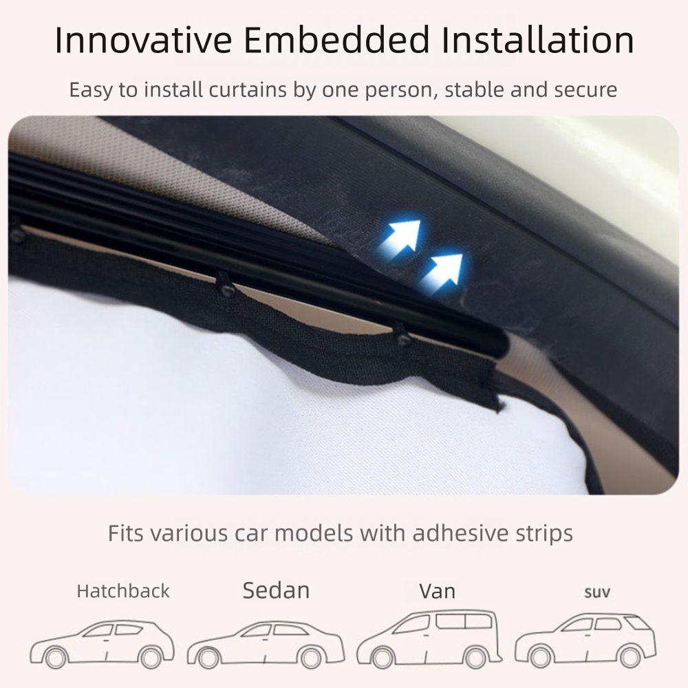 UV Protection Cartoon Car Curtain Embedded Rail Vehicle Privacy Shades  Car Interior Accessories