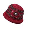 Winter Basin Hat Floral Design Soft Velvet Thermal Insulation Middle-Aged Elderly Women Knitting Hat Headwear