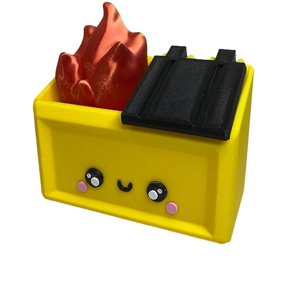 New Desk Decoration 3D Printed Dumpster Plastic Gift Dumpster Fire Ornament Fire Desk Figurine Bedside Shelf