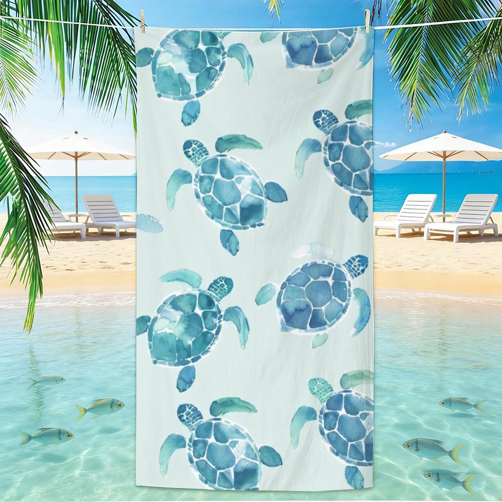 Beach Turtle Animal Printed Beach Towel, Quick Drying Absorbent Beach Towel, Outdoor Sports Swimming Beach Towel  Hair Towel