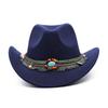 Jewel Ethnic Style Cowboy Hat, Crimped Felt Hat, Western Hat, Outdoor Riding Hat, Men's and Women's Cowboy Hats