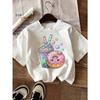 European Sizes Girls T Shirt Bubble Tea And Donut Cartoon Print Funny Printing T Shirt Best Gift for Kids Girls Breathable