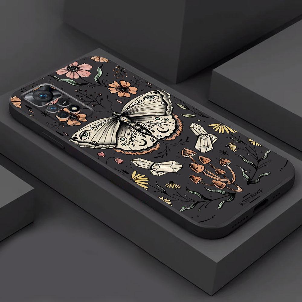 Butterfly Flower Art Phone Case for Xiaomi Redmi Note 11S 9S 9 8 7 10 11 Pro 13 Pro 9T 12 10S 12S 8T TPU Soft Cover