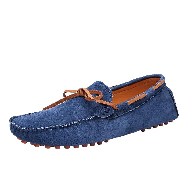 British Style Genuine Leather Loafers Men Big Size 47 Soft Bottom Driving Lazy Shoes New Moccasins Outdoor Slip-on Suede Loafers