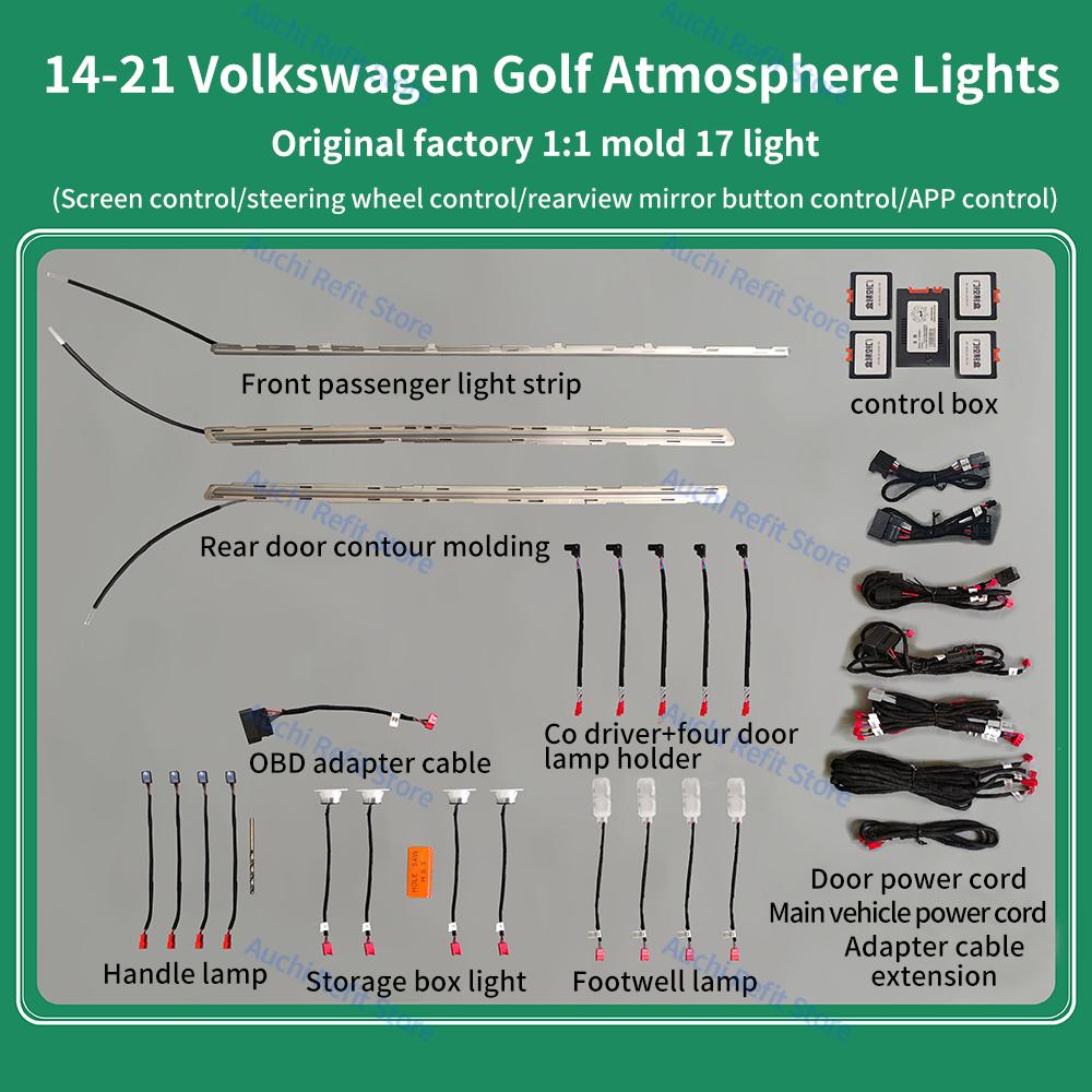 

10/30 цветов светодиодного окружающего света для Volkswagen Golf 7 GOLF 7.5 MK7 2014-2021 автомобильная внутренняя RGB декоративная атмосферная лампа для ремонта