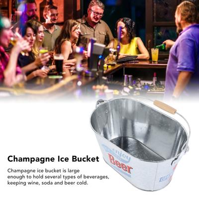 1 pièce Grand Seau à Glace Haute Dureté Métal avec Motifs Colorés pour Refroidissement Bière Champagne Bar Fête à Domicile Essentiel