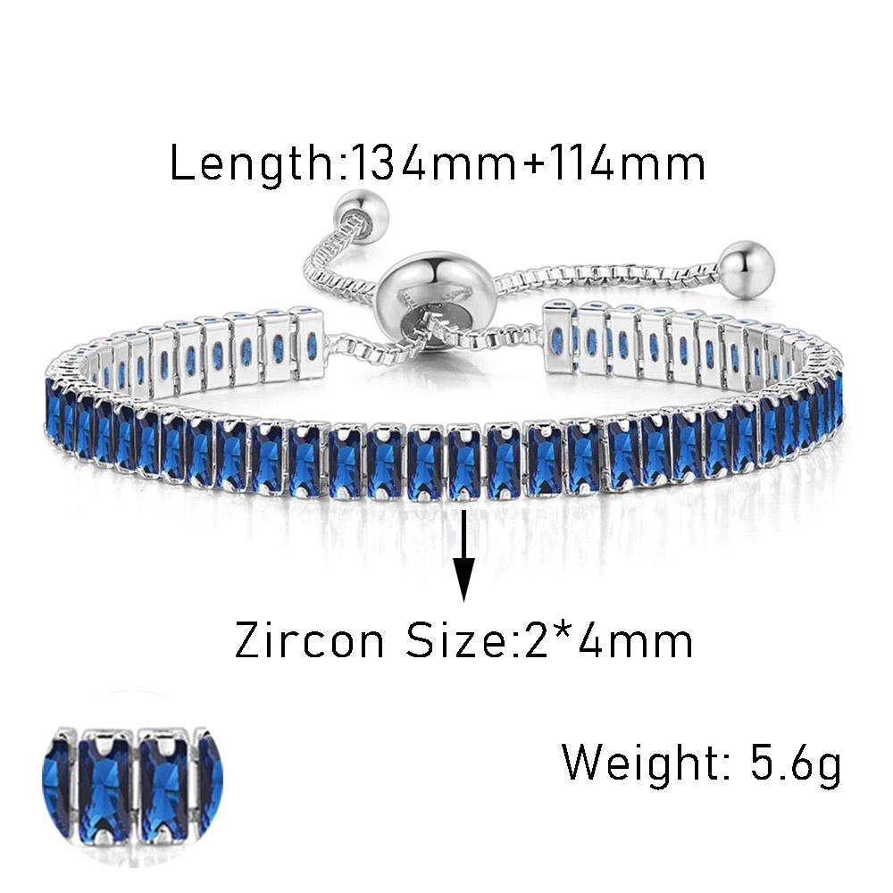 Trendy Blue Crystal Adjustable Tennis Bracelets for Unisex Women Men Various Shapes Iced Out CZ Short Chain on Hand Jewelry
