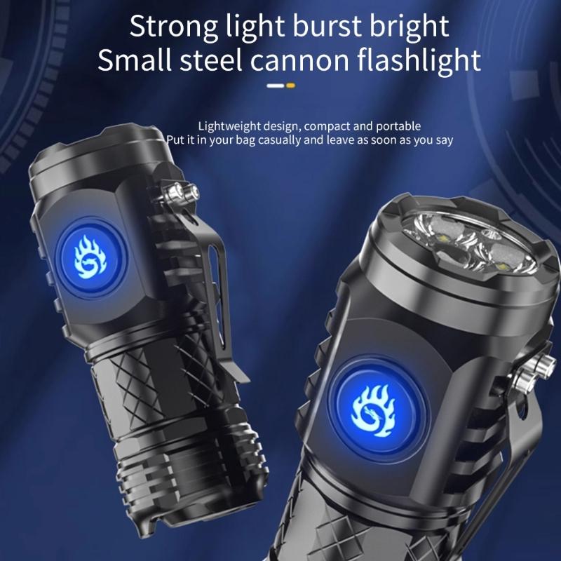 Rechargeable LED Torches with 5 Light Modes Mini Flash Powerful Flashlights Pocket Torches for Camping, Outdoor, Hiking