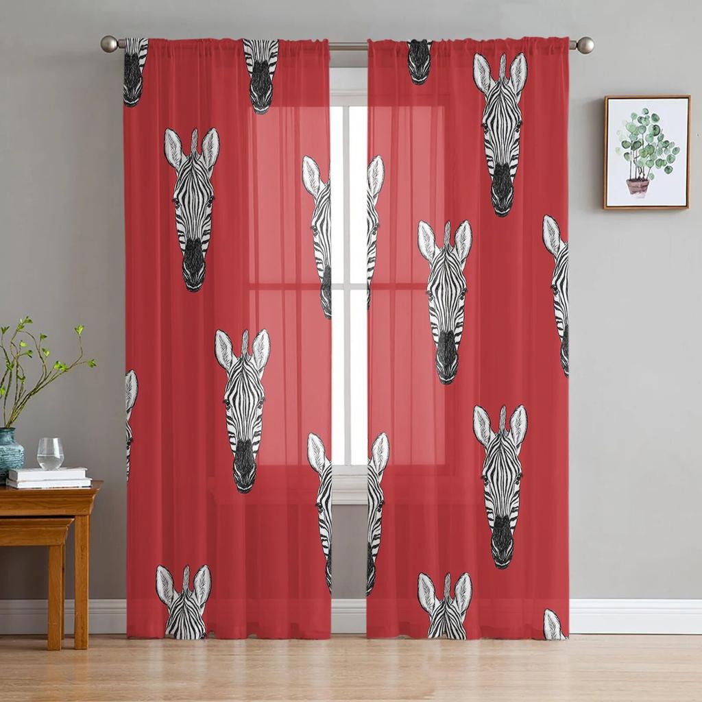 Perdele din voal cu dungi albe și negre din zebră pentru tratarea ferestrelor din camera de zi Perdele transparente pentru dormitor draperii de bucătărie