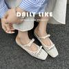 Vintage Mary Jane Single Shoes Women's Woven Round Head Sandals 2025 Summer New Muller Hollowed-out Inner Height-increasing Sandals