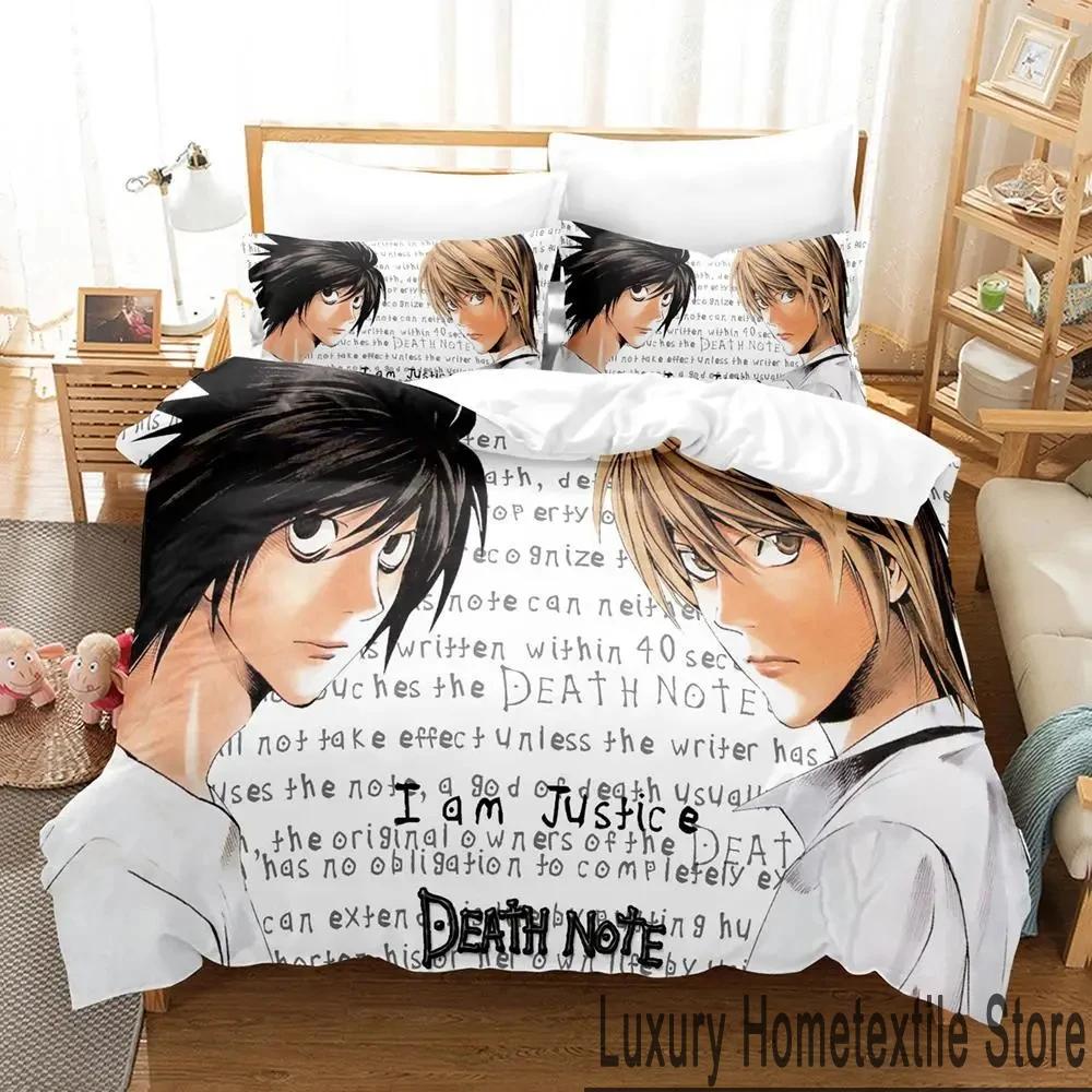 3D Print Death Anime Note Beding Set Young Boys Young Girls Twin Quen King-Sized Dimensionsd Dimensions Soft Duvet Cover Pilowcase Bed boys Adult