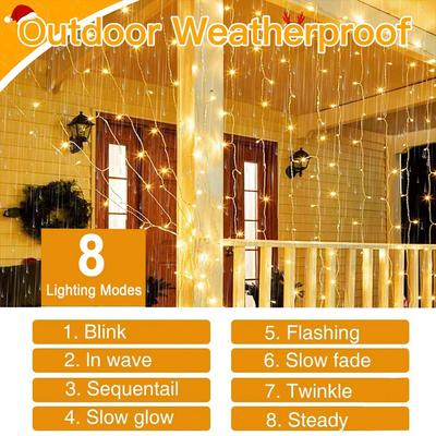 3x3/9x3/12x2m LED-Vorhanglichtkette 220V Feiertags-Vorhang-Girlandenlichter Innen Außen Raum Weihnachtsdekoration Lichterkette