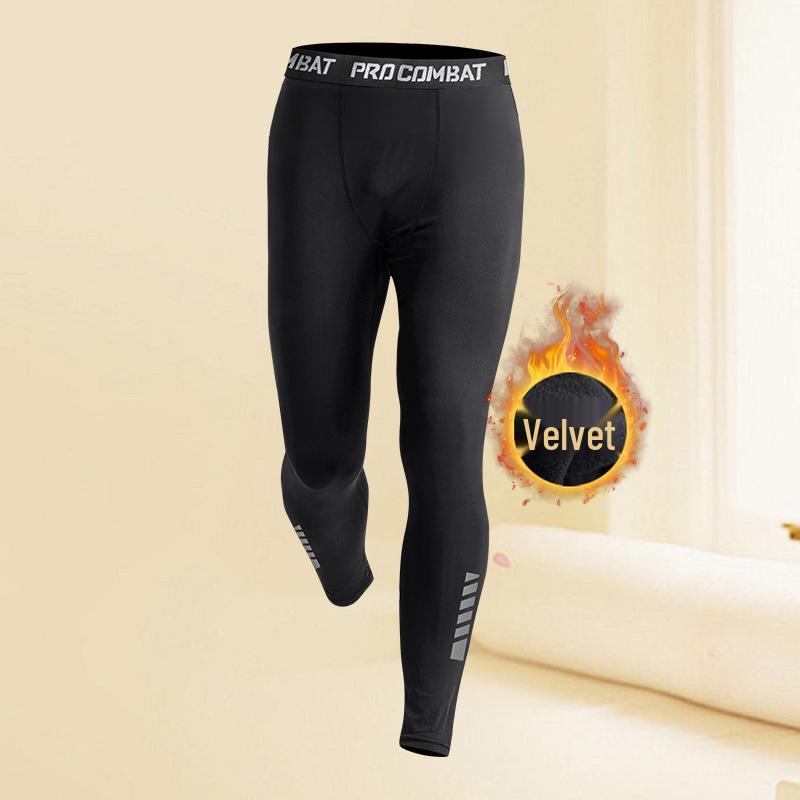 Men's Thermal Base Layer Pants - Winter Warm, High Elastic, Thin Velvet Lined