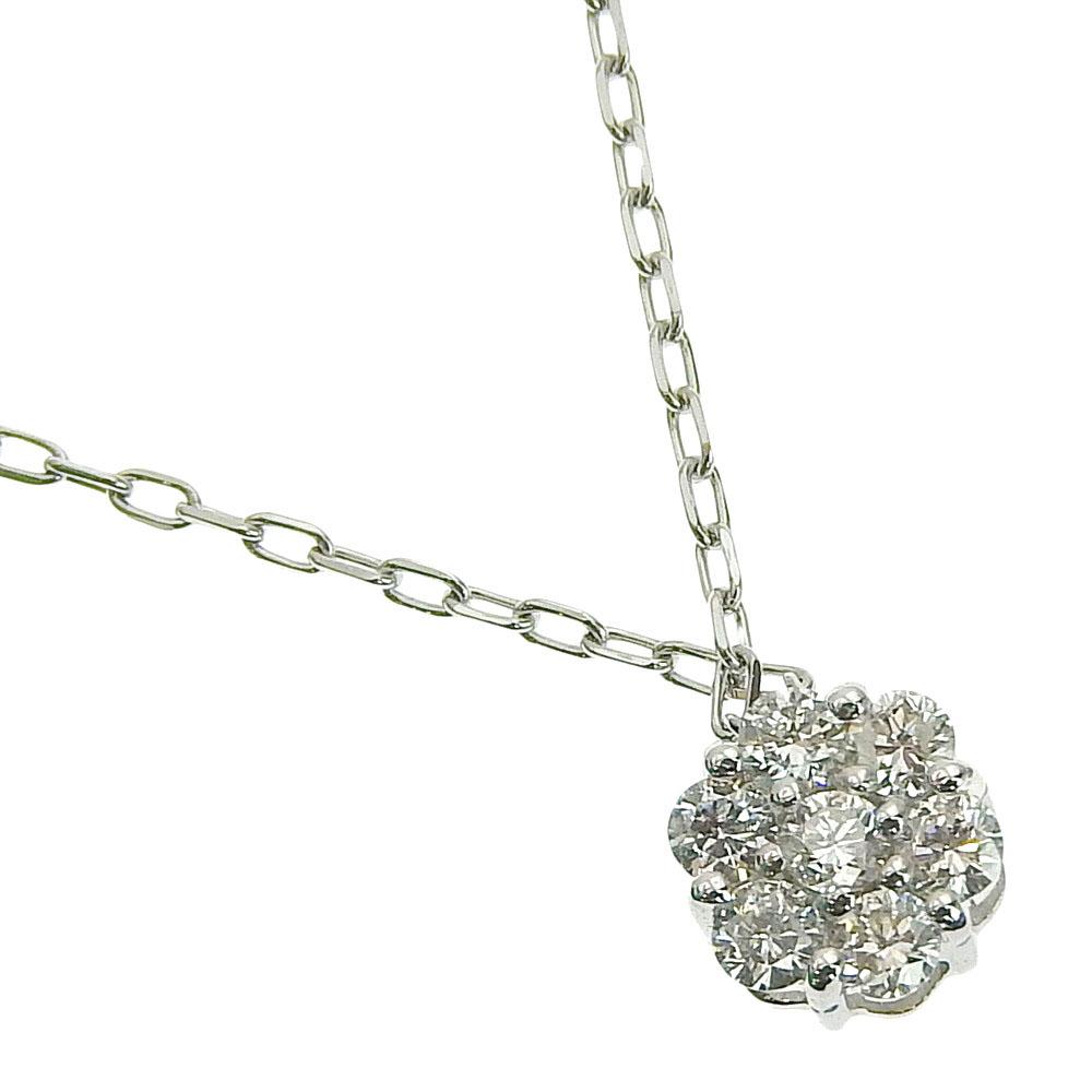 

GRAVIE flour Necklace 7P K10 white gold/diamond flour 1.3g Women Used