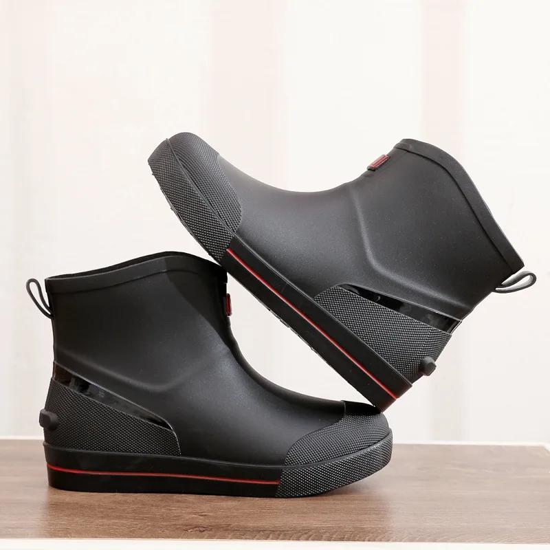 Fashion Snow Warm Thick Rain Boots, Kitchen Waterproof and Anti Slip Rain Shoes, Men's Fashionable and Wear-resistant Water Shoes