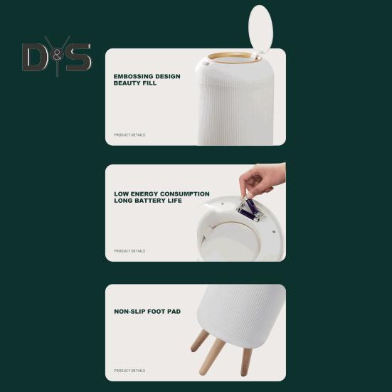 Søppelbøtte med bevegelsessensorlokk Stor kapasitet Håndfri betjening Baderom Automatisk smart søppelbøtte Søppelkurv