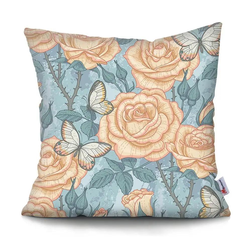 Tropical Parrot Bird Cushion Cover Peach Skin Botanical Leaf Pillowcase For Sofa Living Room Home Decor Couch Pillow Case 40X40