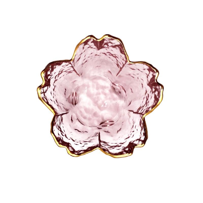 Japanese Hammer Cherry Blossom Glass Flavor Saucer Handmade Japanese Sauce Saucer Hot Pot Saucer