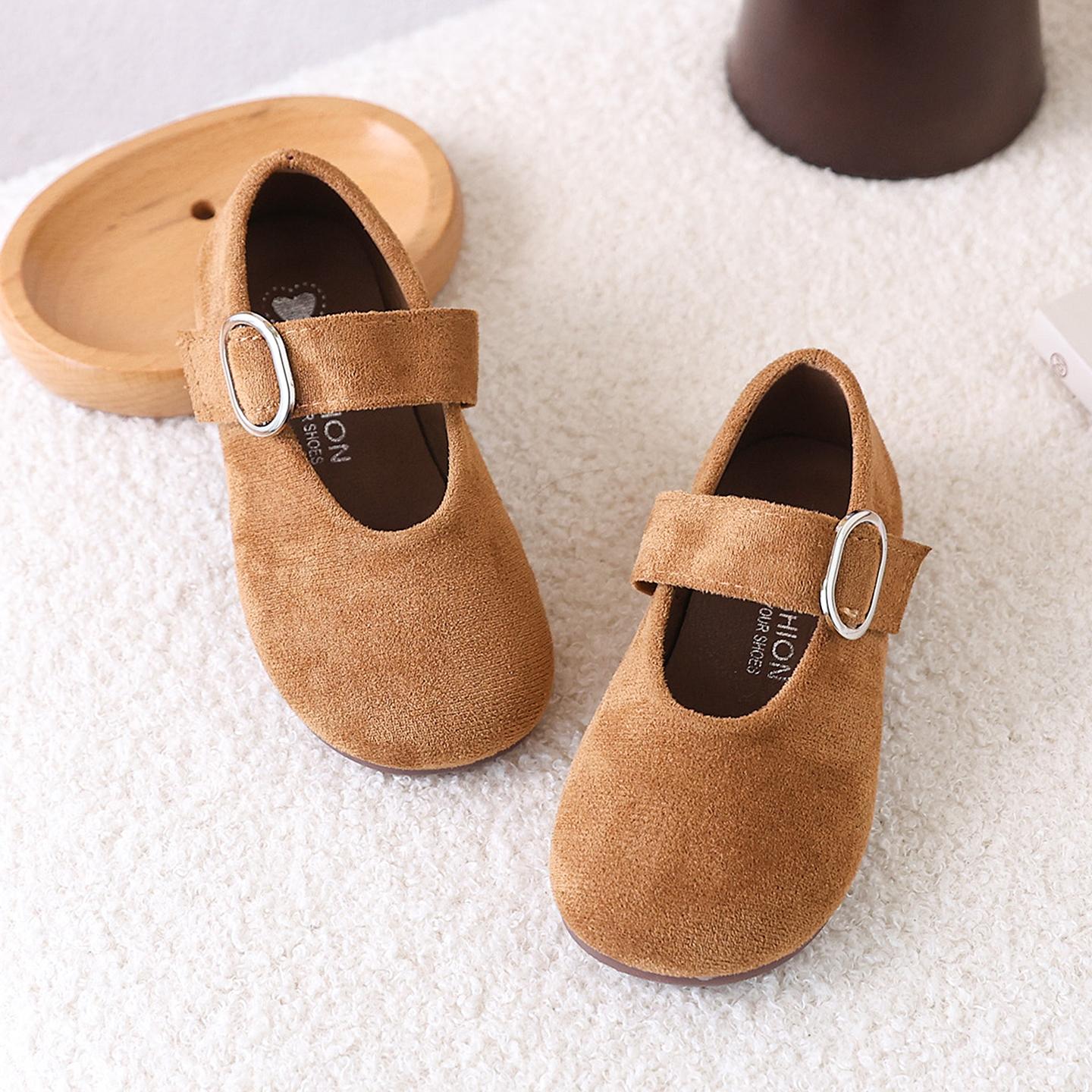 

Girls Strap Buckle Leather Shoes New Autumn Toddler Party Flats Soft Sole Simple Retro Kids School Performance Dance Shoes 25